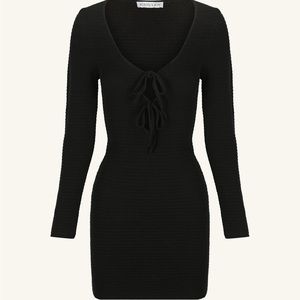 NWT Shona Joy Eve Long Sleeve Keyhole Mini Dress Black Size XS